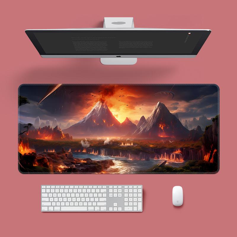 Extra Large Washable Mouse Pad - Aurora Landscape & Sunset Clouds Design, Thickened for Office and Gaming Desks