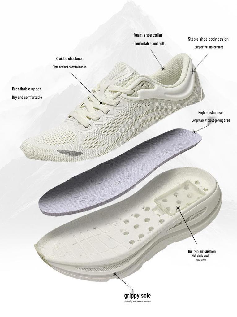 HK Breathable Mesh Trail Running Shoes - Comfortable, Thick Sole, Shock-Absorbing, Wear-Resistant for Long-Distance Training and Physical Tests.