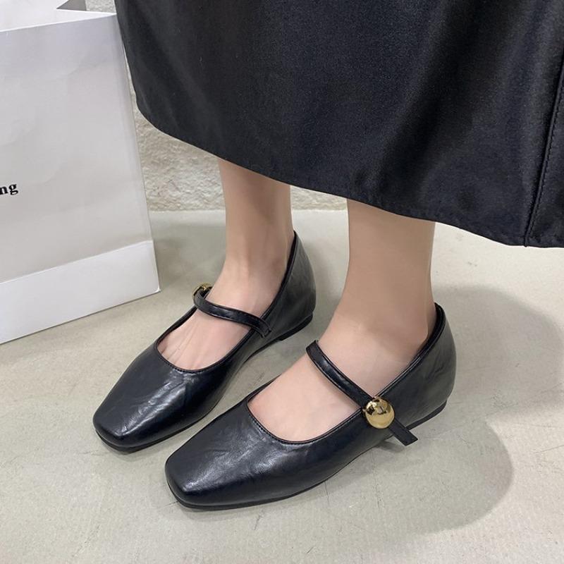 Ultra-Soft Leather Black Flats Women's Shoes 20266 New Autumn Low Heel Flat Bottom French