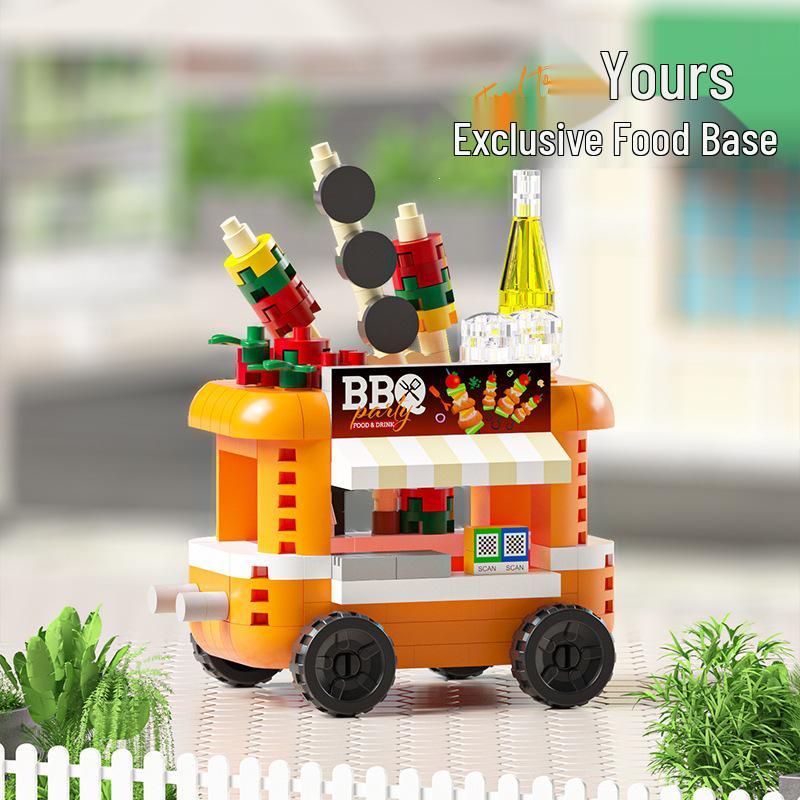 Xiaohongshu City Street Food Cart Model Building Blocks Toy