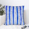 Watercolor Lines - Blue Square Pillow Case Polyester Cushions For Sofa Geometric Ink Blue Casual Cushion Covers
