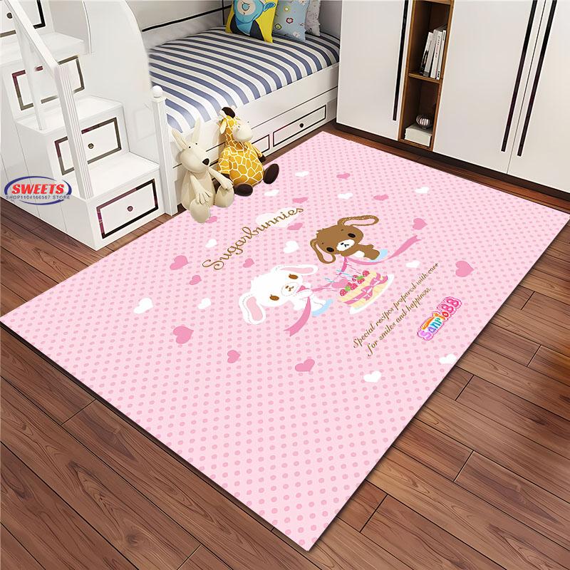 3D HD Cute Rabbits Cartoon Area Carpet,Rug for Living Room Tapete for Bedroom Sofa Kitchen Doormat Decor,Kids Non-slip Floor Mat