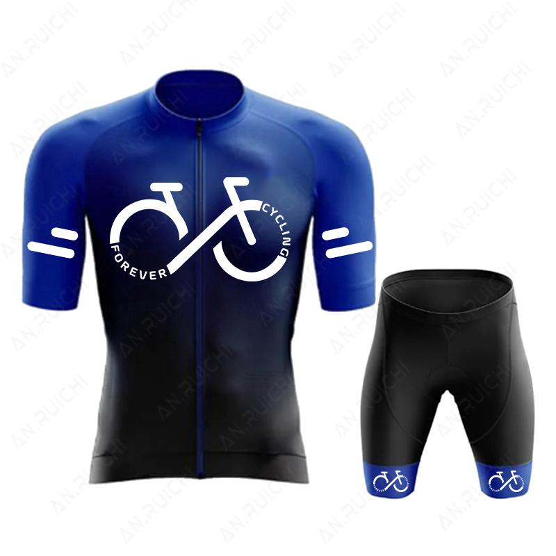 FOREVER CYCLING Series Cycling Jersey Set 2026 Summer Men's Short Sleeve Bicycle Cycling Clothing Gradient Color Mountain Bike Jersey Sportswear Suit
