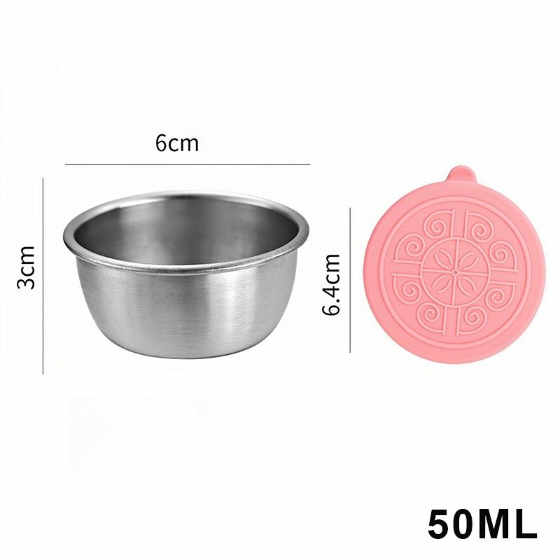 1/6 stk. Sauskål i rustfritt stål med lokk Lekkasjesikker salatdressingkopp Gjenbrukbar salatdressingbeholder Silikonlokk