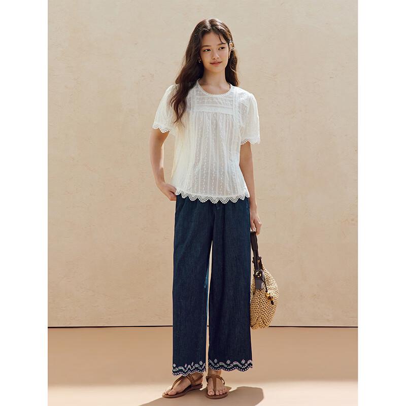 INMAN French Lace Embroidered Cotton Shirt