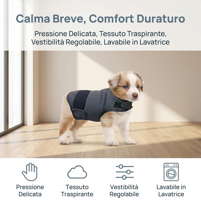 Adjustable Dog Calming Anxiety Vest, Breathable Stress Relief Coat with Detachable Collar for Storm Fireworks Travel