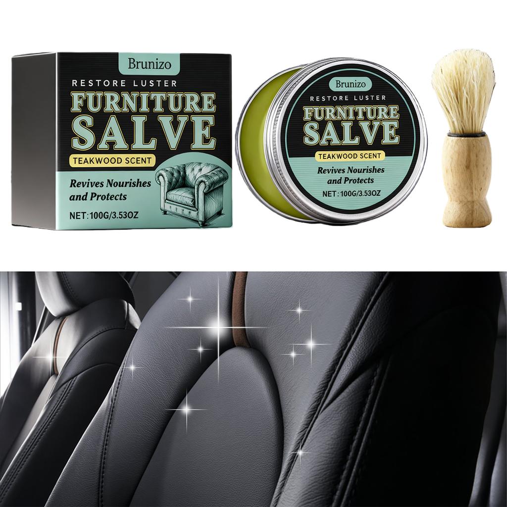 Furniture Salve with Brush Polisher Moisturizer and Restorer 3.53oz Easy To Apply for Leather Furniture Home Sofa Car Seats