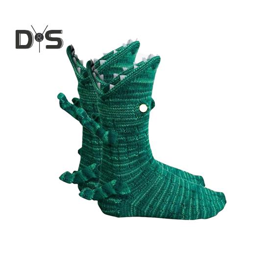 Crocodile Socks Novelty Shark/Croc Biting Leg Floor Socks Winter Home Warm Knitted Animal Socks for Men And Women