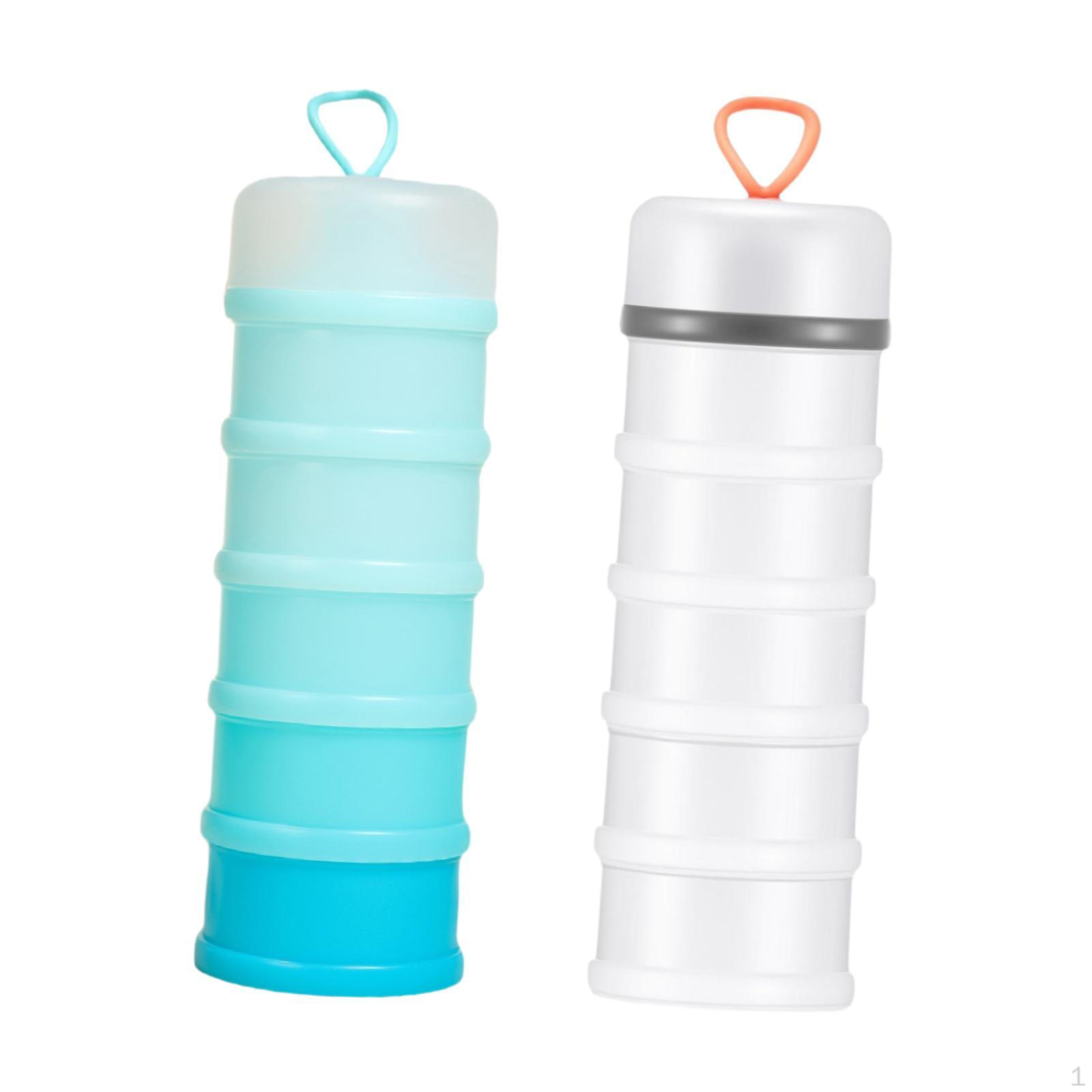 

2 шт. Контейнеры-диспенсеры для протеинового порошка Удобные 5 отделений Штабелируемые White and Blue