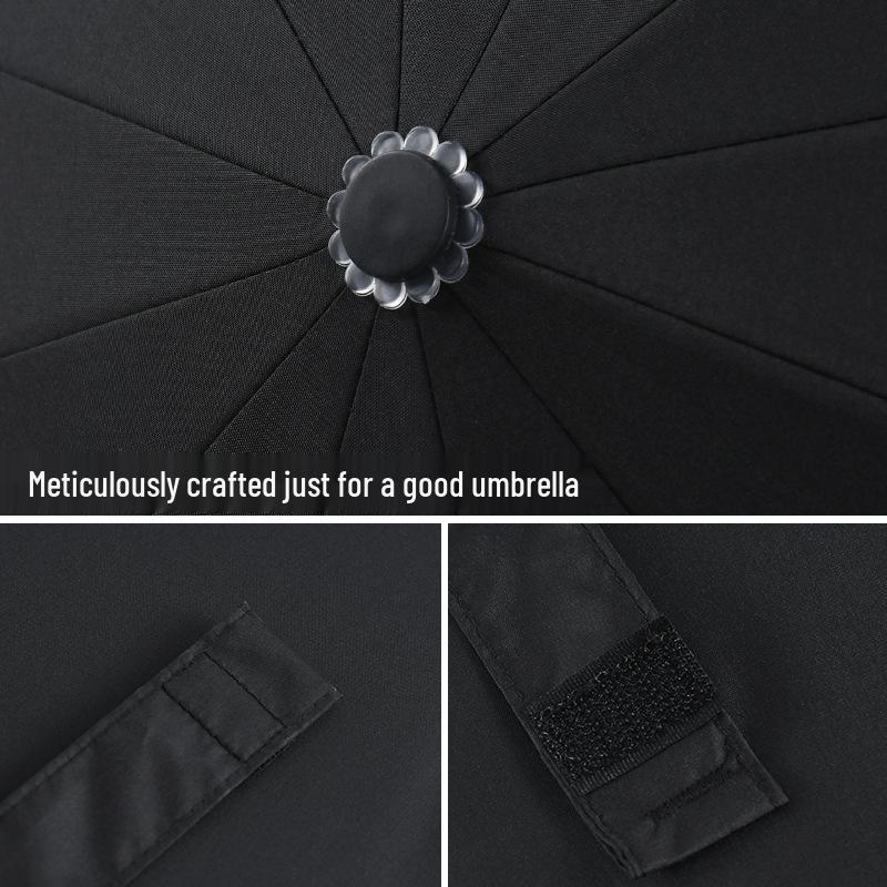 Baodini Windproof Folding Umbrella: 60-Rib, Black Glue Coating, Sun & Rain Protection, Portable & Durable