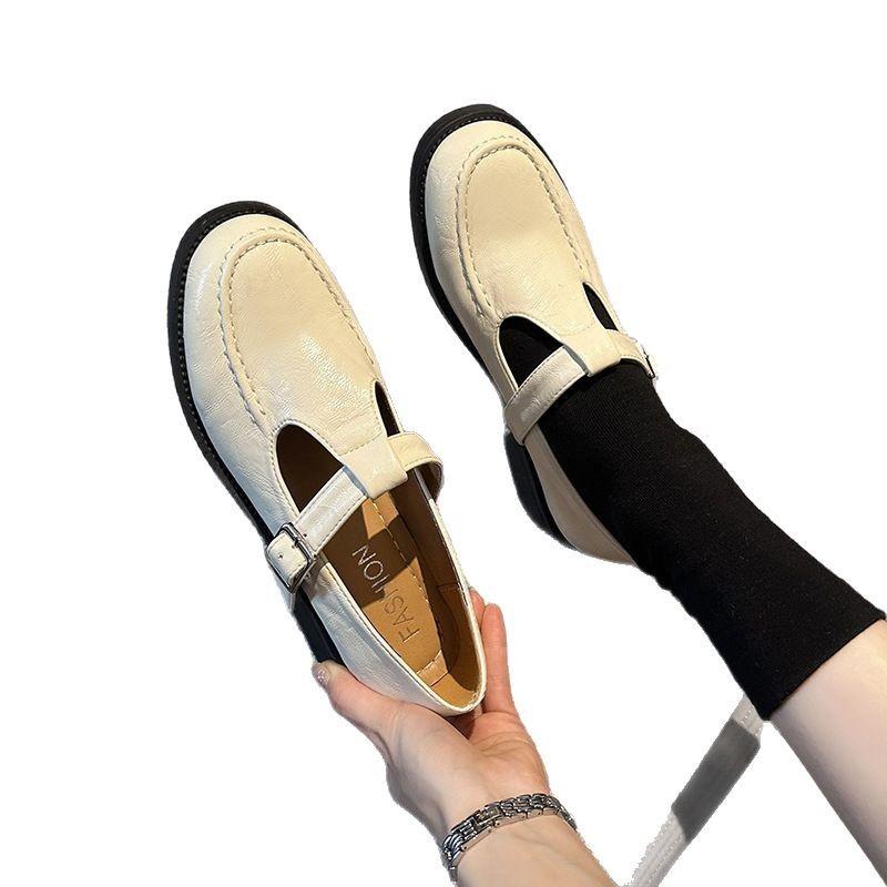 New popular women's shoes platform Mary Jane Love single shoes 2025 new spring and autumn retro round head British style small leather shoes