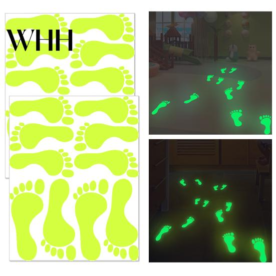 Living Room Wall Decals 2 Sheets/Set Halloween Footprint Sticker Glow In The Dark Waterproof PVC Removable Easy To Use Stickers Bedroom Office
