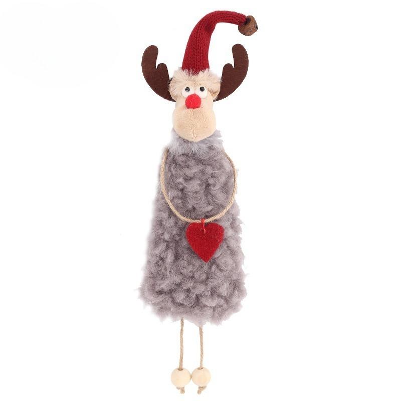 

Christmas Decorations: Cute Plush Elk Pendant, Christmas Tree Ornament серый