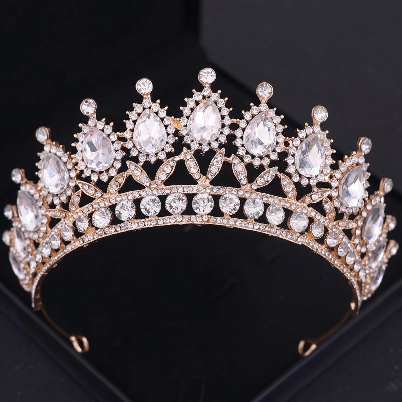 Baroque Crystal Crown Tiara Headband For Women Rhinestone Prom Diadem Crown Bridal Wedding Hair Accessories Jewelry Crown Tiara