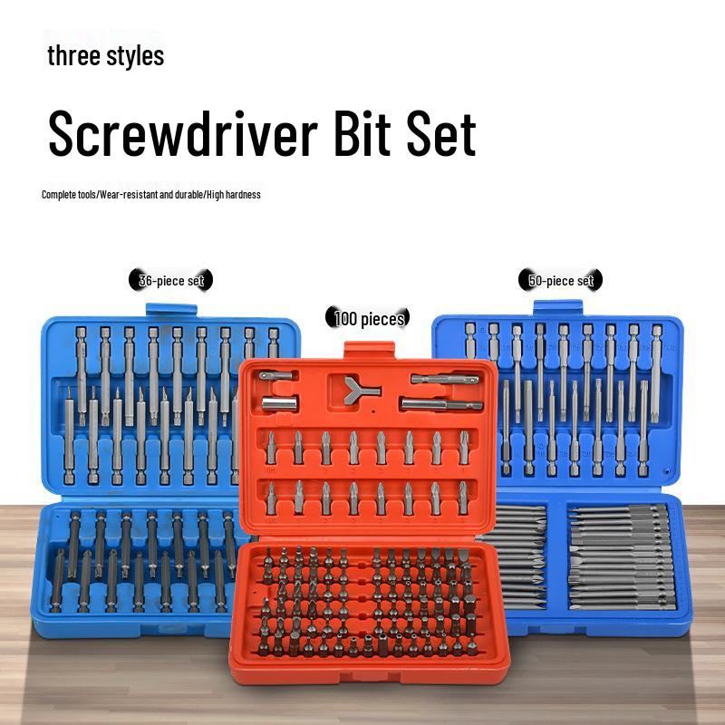 Cross-Border Electric Screwdriver Bit Set: Slotted, Phillips, Hex Interchangeable Heads, Chrome Vanadium Steel.