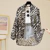 New Summer Zebra Pattern Women's Style Retro Top Mid-length Long Sleeve Thin Chiffon Shirt