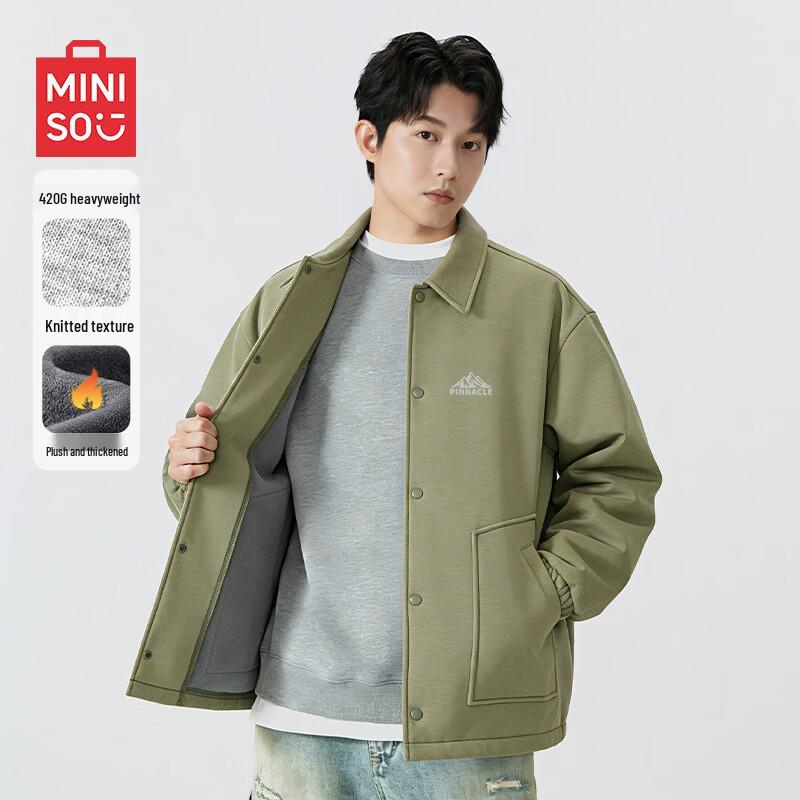 MINISO Men s Heavyweight Fleece-Lined Collared Jacket M