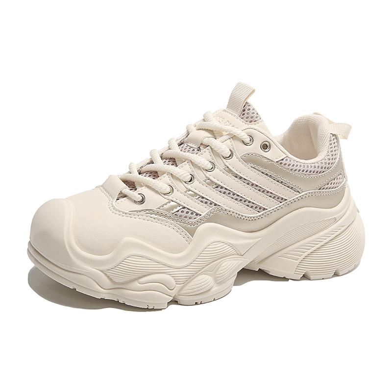 

Новые белые папины массивные кроссовки повседневные вулканизированные туфли женские кроссовки на высокой платформе со шнуровкой белые кроссовки женские Zapatillas 35 бежевый