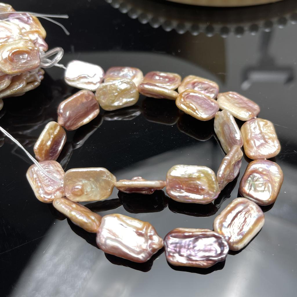 Natural Purple Square Baroque Pearl Beads 12x16mm 36cm Full Drilled Rectangle Pearl Strand For Designer Statement Necklace DIY Jewelry Making