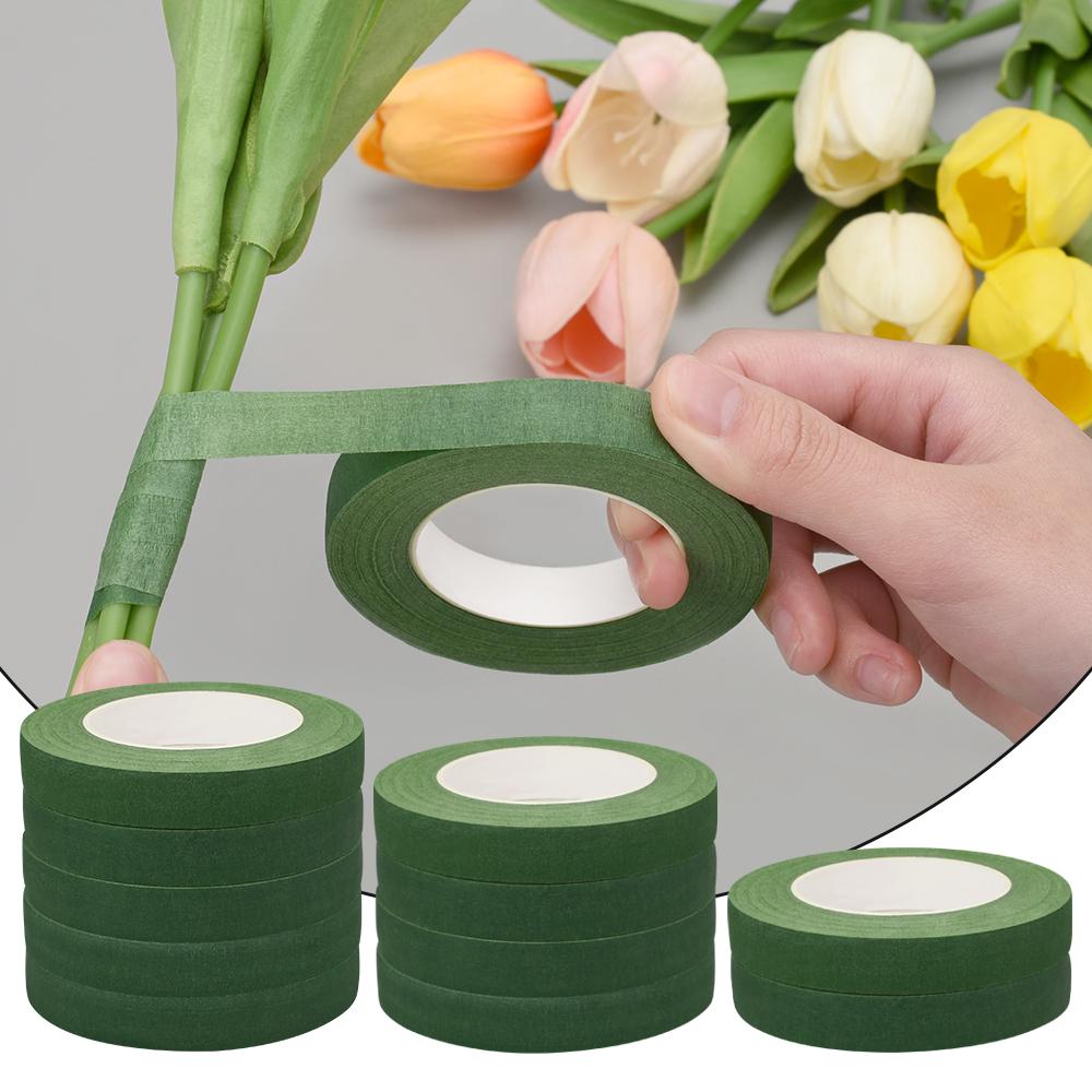 Floral Tape for Bouquet Wrapping Green Paper Adhesive for Artificial Flowers and Plant Stems DIY Crafting and Arranging