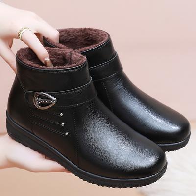 Verdickte Fleecegefütterte Winterstiefel Weiche Sohle Rutschfeste Schuhe Ältere Frauen Bequeme Warme Schuhe