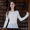 Sancai 2026 Winter Lace Trim Long Sleeve T-Shirt