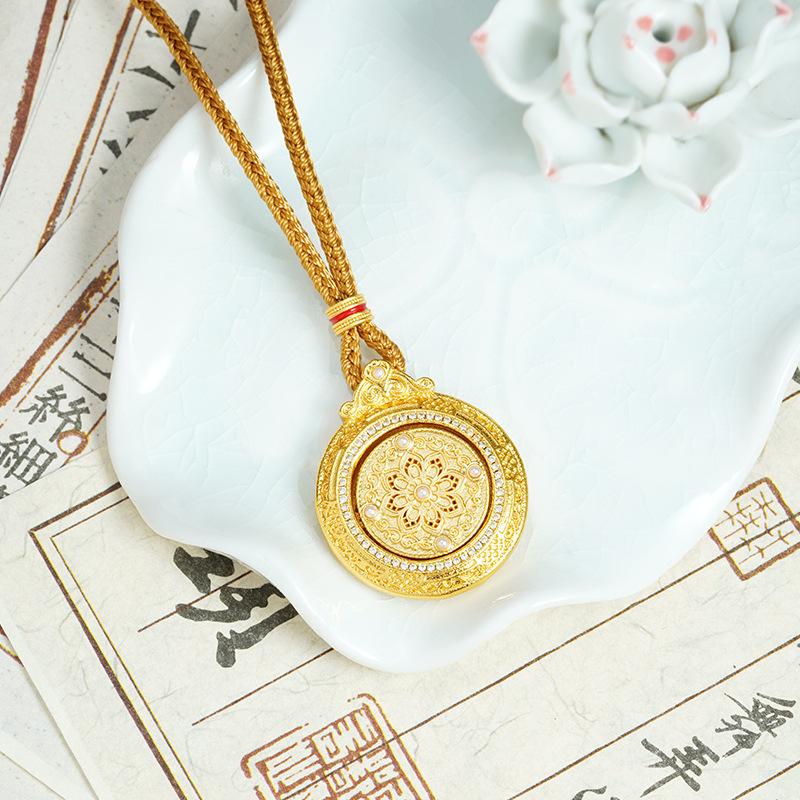 Rotatable Eight Treasures Compass Women s Jewelry Necklace Pendant 60CM(Necklace Long)