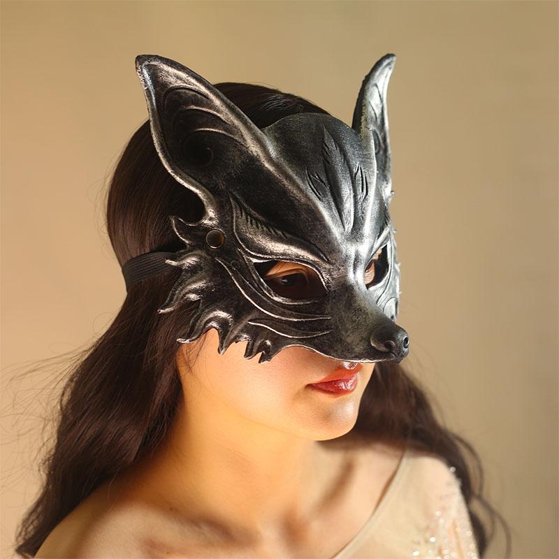 Djur Maskeradmask för Kvinnor Män Fest Bal Ansiktsmask Räv Kostym Rekvisita Maskeradkläder Halloween Cosplay Karneval Mask