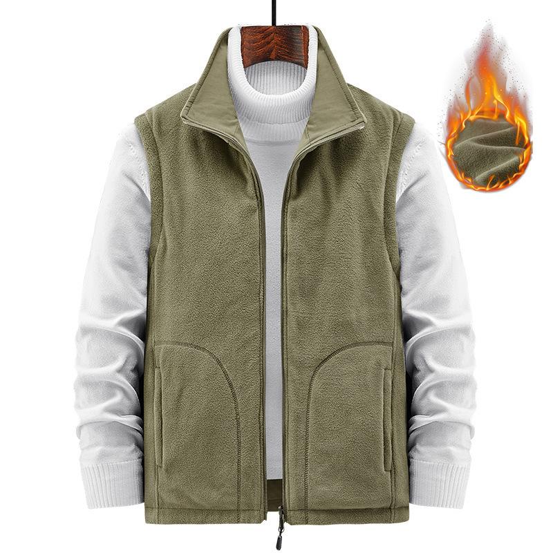 Vest Men's Double-sided Autumn and Winter Quick-drying Fleece Middle-aged and Elderly Fleece Vest Dad Wear Warm Vest