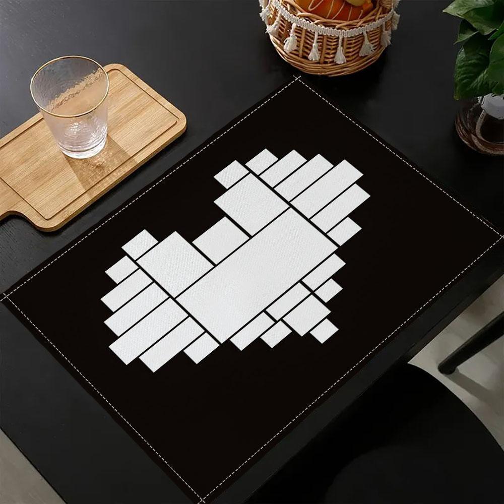 

6PC Customizable Sublimation Table Kitchen,Pink White Geometry Grids Heat Resistant Dining Table Place Mat 7.14 6PC 30x45CM