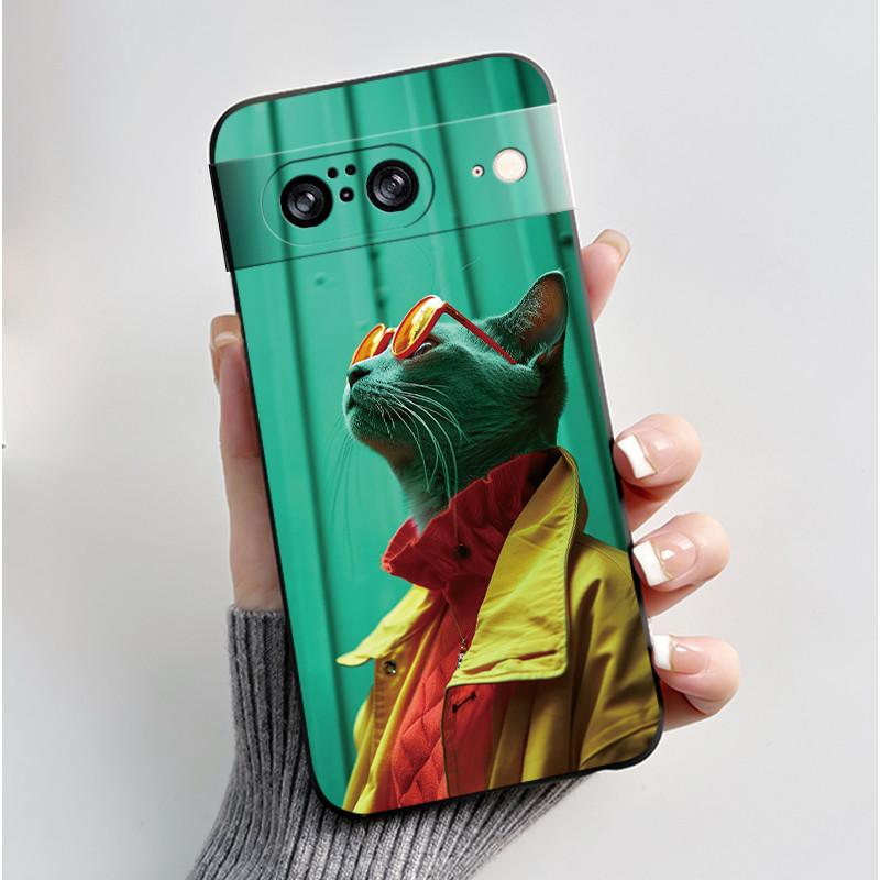 Casing For Google Pixel 8 Pro 8A Case Aesthetic Fashion Cute Cat Soft Silicone Shockproof Back Cover Ultra Slim Thin Phone Case