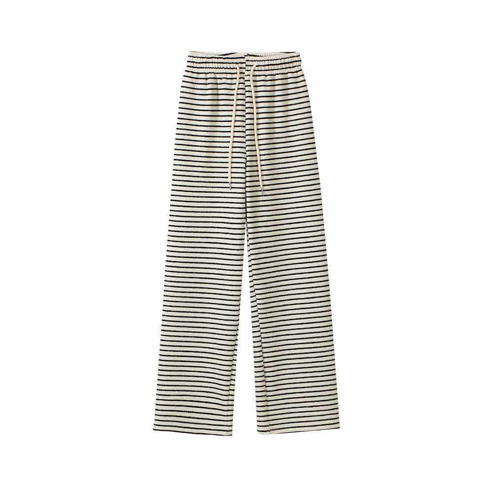 

Japanese Striped Mochi Pants: Slimming, Versatile, Lazy Style, Wide-Leg, Loose Fit. M
