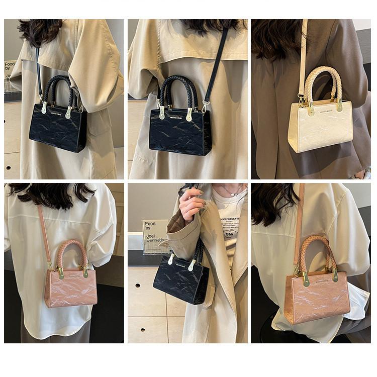 IELGY women's stylish and simple versatile shoulder handbag, textured messenger small square bag