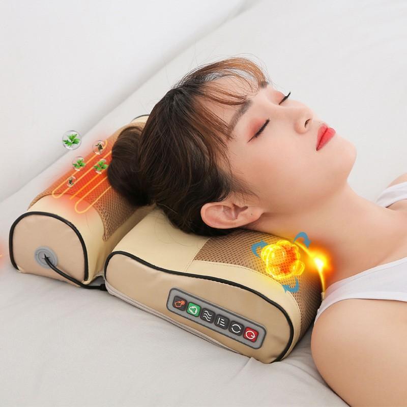 1Pc Cervical Massager Neck Massage Pillow Heating Lumbar Spine Waist Hot Compress Multifunctional Massager Kneading Pillow Household