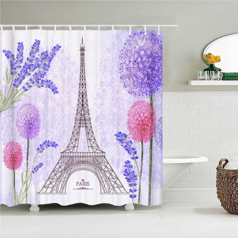 3D Print Paris Tower Bathroom Shower Curtains Waterproof Polyester Fabric With Hooks 240X180Cm Bath Screen Home Decor Curtain