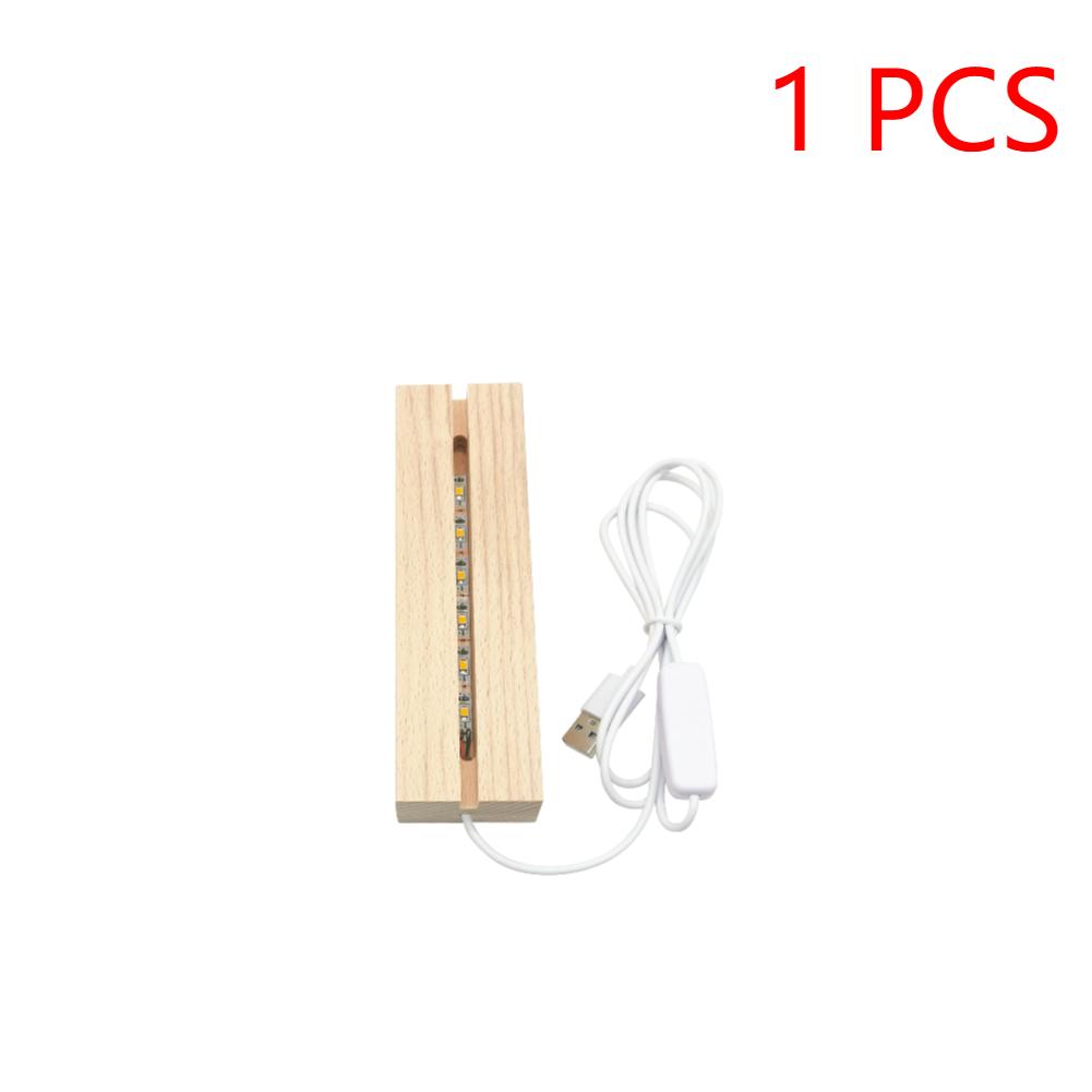 LED Wood Display Base-Rectangle Crystal Lighted Base Stand Acrylic Light Plate Base-Warm Lighted USB Wooden Base for Art Decor