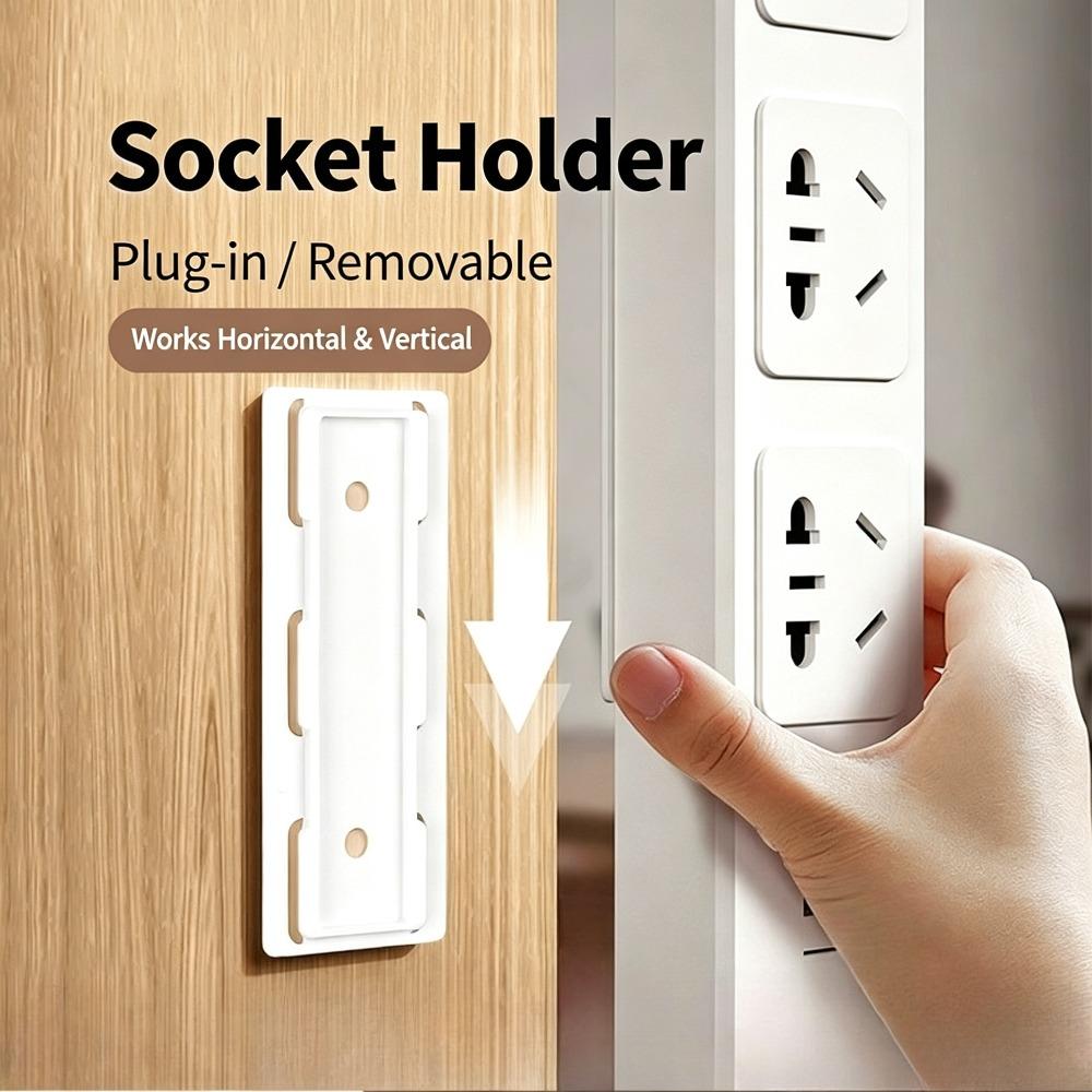 Self Adhesive Power Strip Holder Wall Mounted Removable Socket Fixer Cable Organizer for Office Home Desktop Storage Rack Use