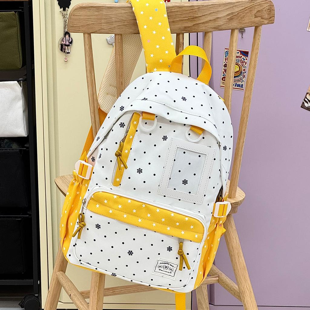Schoolbag new high-value sweet and cute polka dot primary school backpack female volume two-dimensional transparent double shoulder pain bag