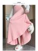 Autumn/Winter 2025 High-Waisted Knit Fishtail Skirt: Drapey Ribbed A-Line with Wide Hem