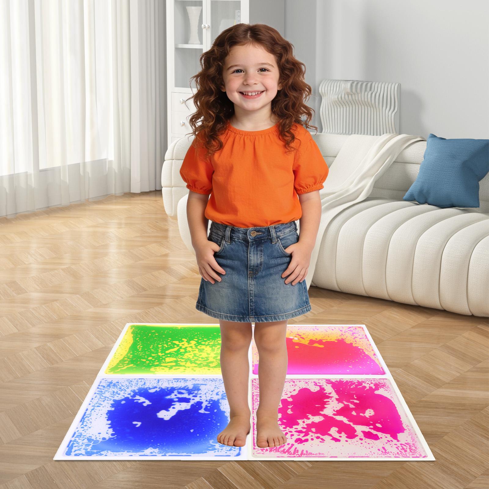 Activating Toys Yellow Visual Sensory Mat Liquid Safe Soft Non Toxic For Toddler Preschool Kids Sensory Play