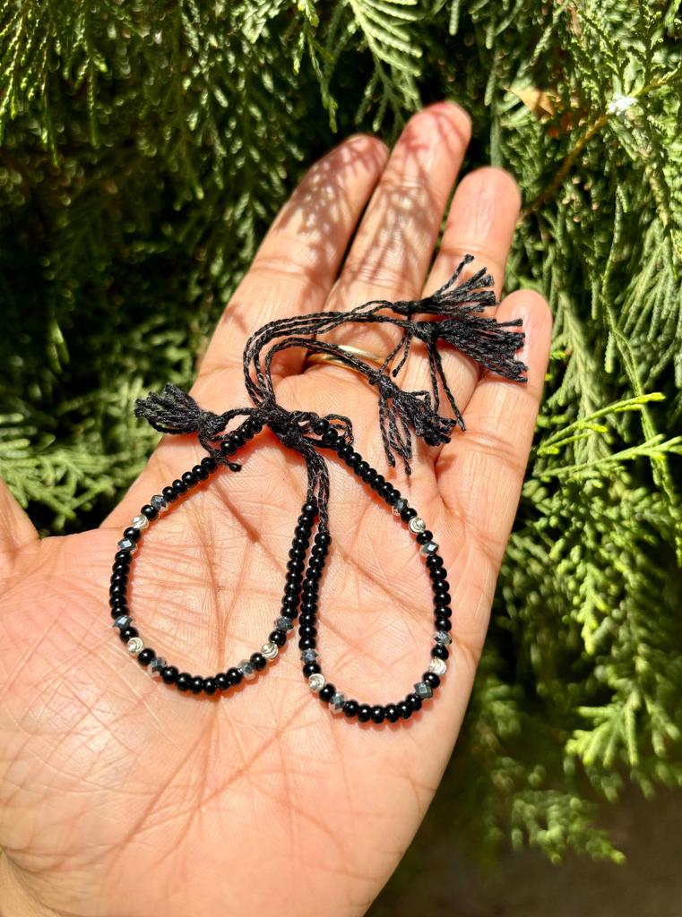2 Pc 925 Silver Evil Eye Protection Bracelet, Amulet Nazariya for kids, infants, new borns, Blue Black Bead Jewelry, Handmade, Adjustable 4
