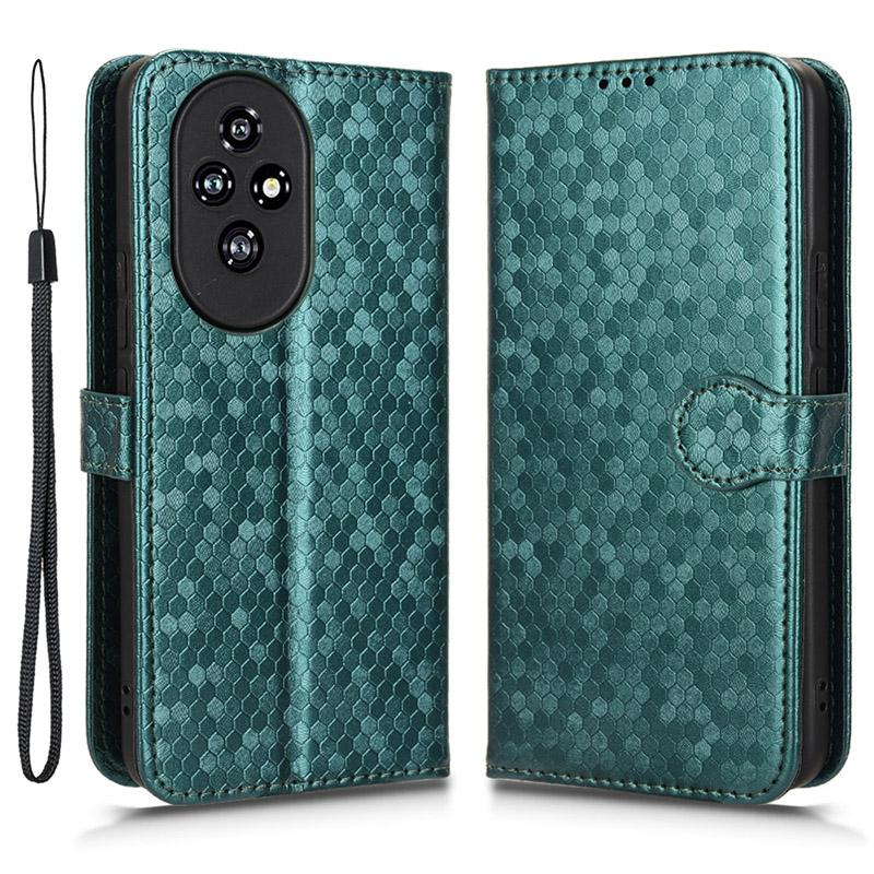 

For Honor 200 5G Case Dot Pattern PU Leather Phone Cover Magnetic Clasp Stand Green