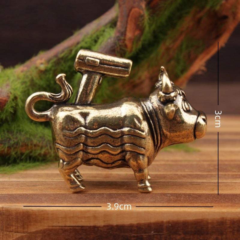Cow Figurine Brass Cow Ornament Miniature Collection Desktop Craft Home Sand Table Decor Vintage Home Decor
