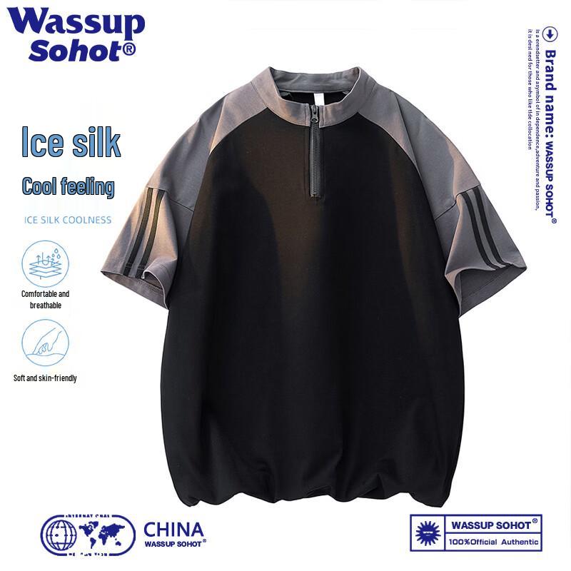 Wassup Sohot Men s Ice Silk Short Sleeve T-Shirt S