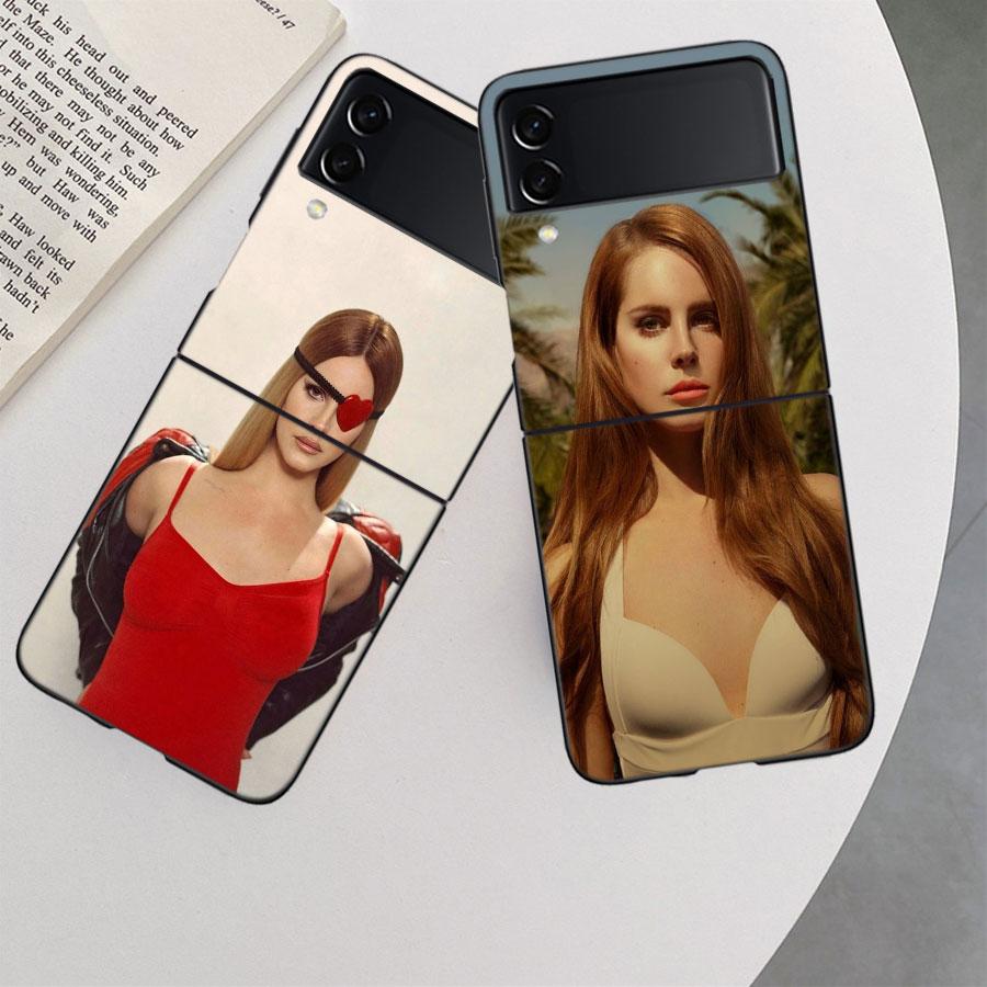 Singer Lana D-Del Rey Phone Case For Samsung Z Flip 7 6 5G Galaxy Z Flip 5 4 3 Black Hard Cell Cover Luxury PC Shell Coque