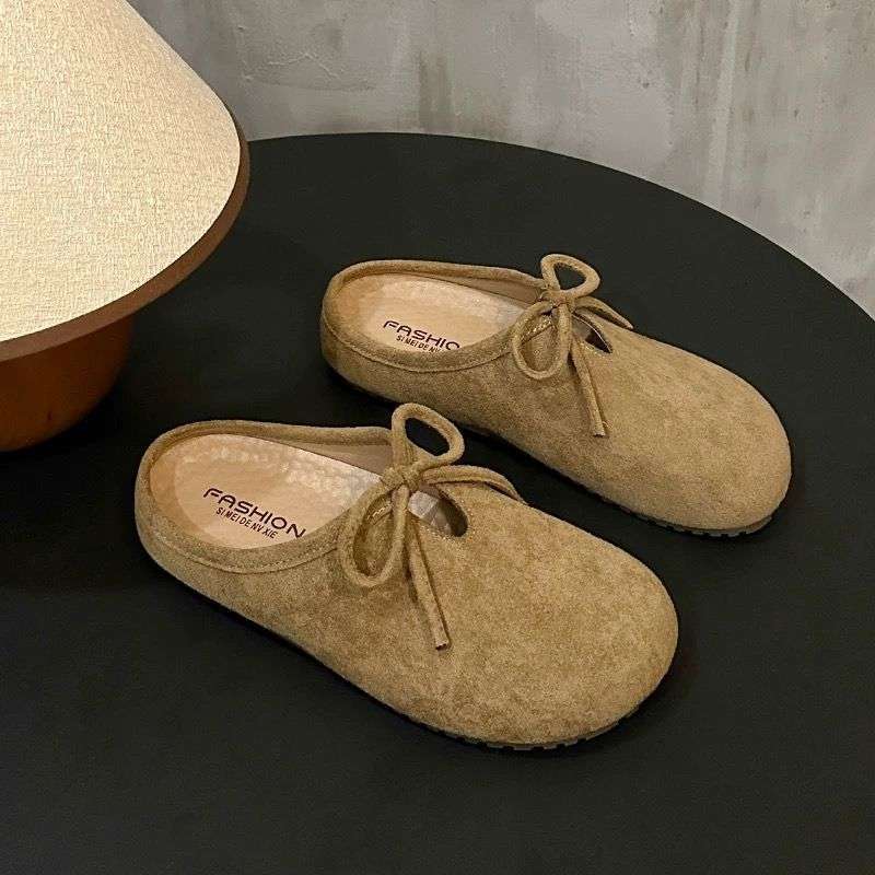 Au Ruofeng's new bag head slippers women's outer flat bottom half tray 2025 pedal new non-slip for pregnant women, ugly and cute Boken
