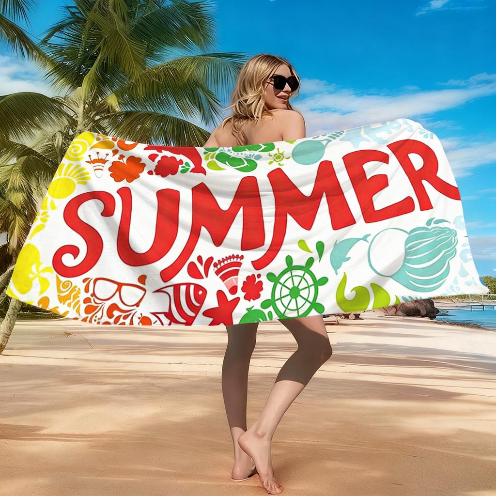 1 pièce Serviette de Plage Thème ÉTÉ Séchage Rapide Super Absorbante Convient pour la Natation Vacances à la Plage Piscine Salle de Sport Cadeau d'Été pour Amis