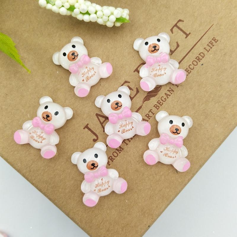 

20pcs Cute Resin Cartoon Bear Flatback Cabochon Scrapbook DIY Hair Bow Phone Deco розовый