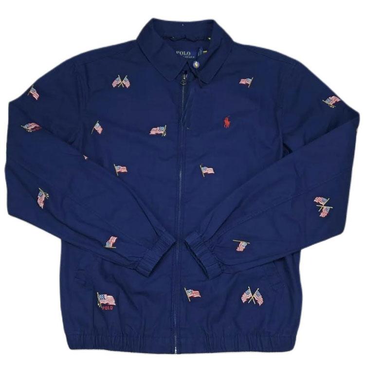 

Polo Ralph Lauren Flag Pattern Embroidered Polo Collar Long Sleeve Jacket Men jackets Dark-Blue 710869778-001 XL