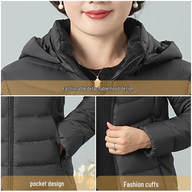 Xuezhongfei Women's 90% Duck Down Lightweight Detachable Hood Puffer Jacket